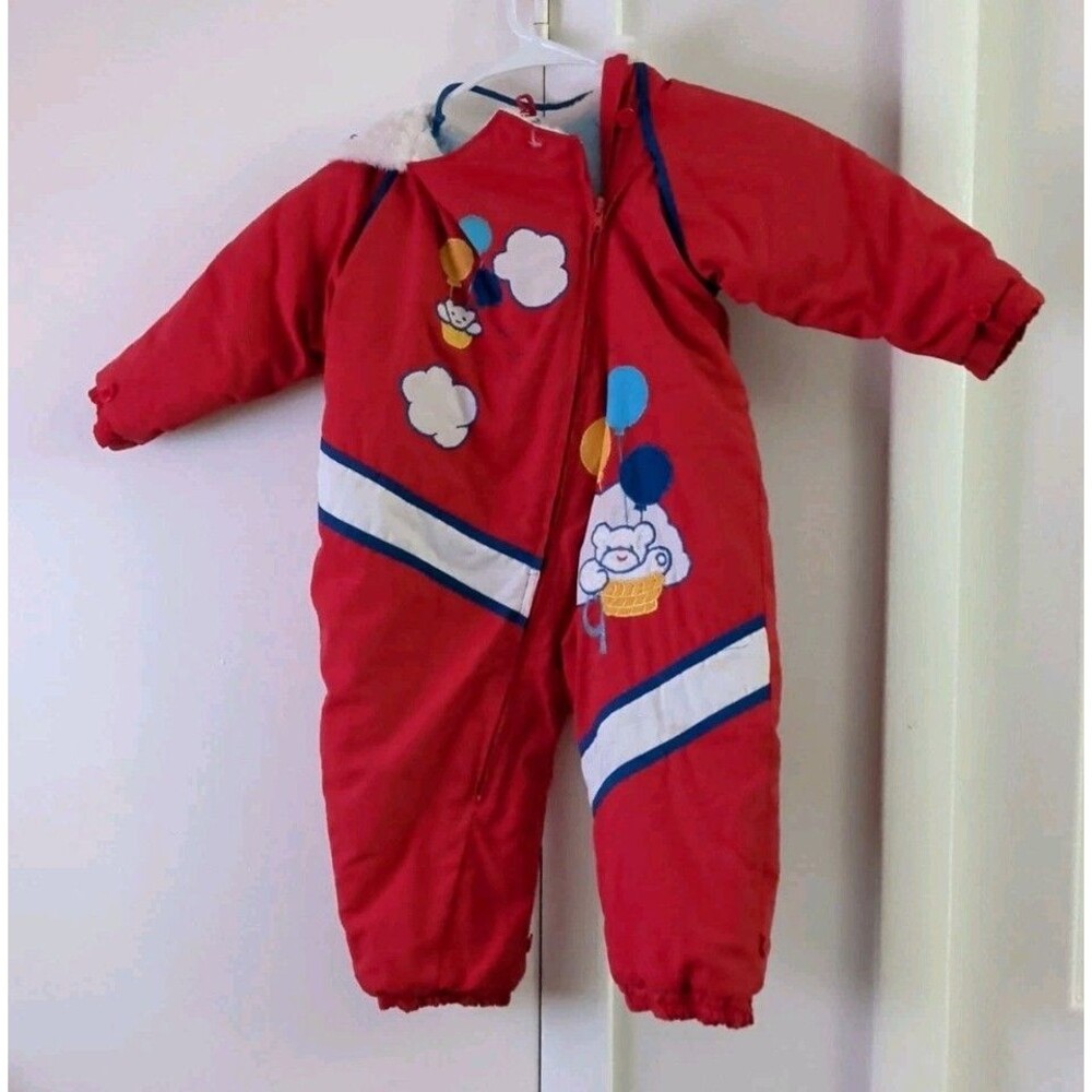 Vintage 80’s Color Mighty Mac Baby Toddler Snow Suit 18 Months Red Blue White